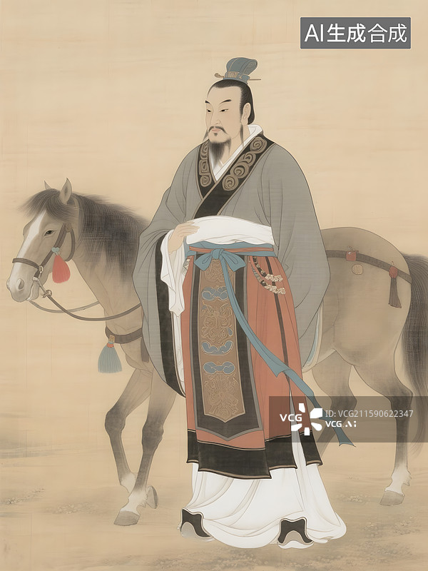 【AI数字艺术】历史文化名人肖像中国汉代著名的外交家探险家张骞图片素材