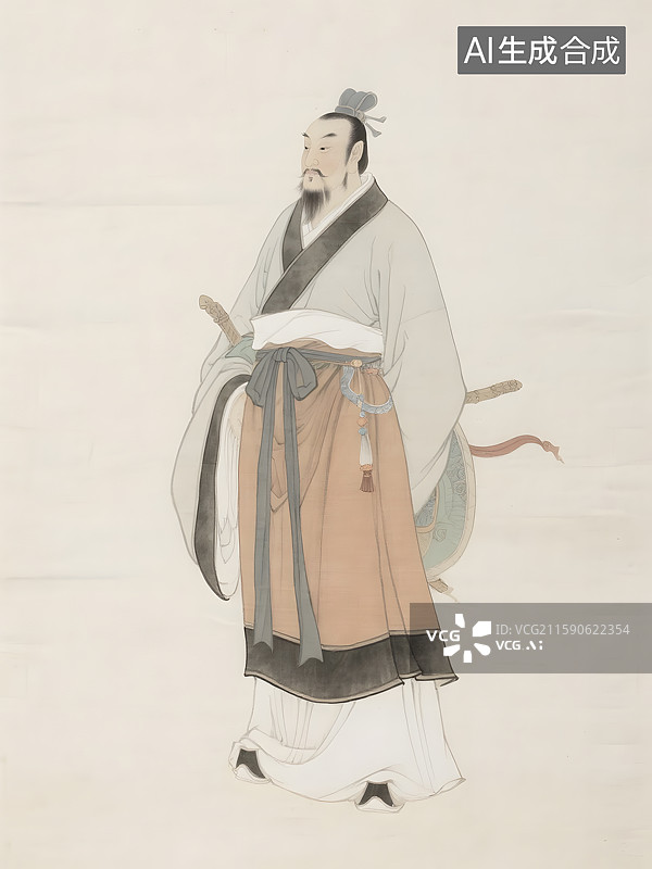 【AI数字艺术】历史文化名人肖像中国汉代著名的外交家探险家张骞图片素材