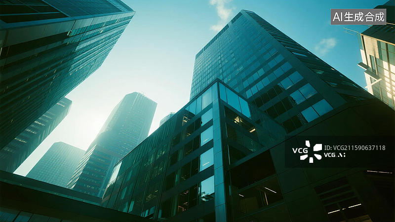 【AI数字艺术】城市商务区的现代高楼图片素材