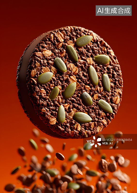【AI数字艺术】美味的南瓜子燕麦饼图片素材