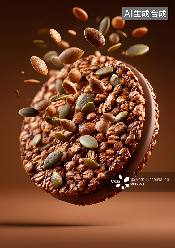【AI数字艺术】美味的南瓜子燕麦饼图片素材