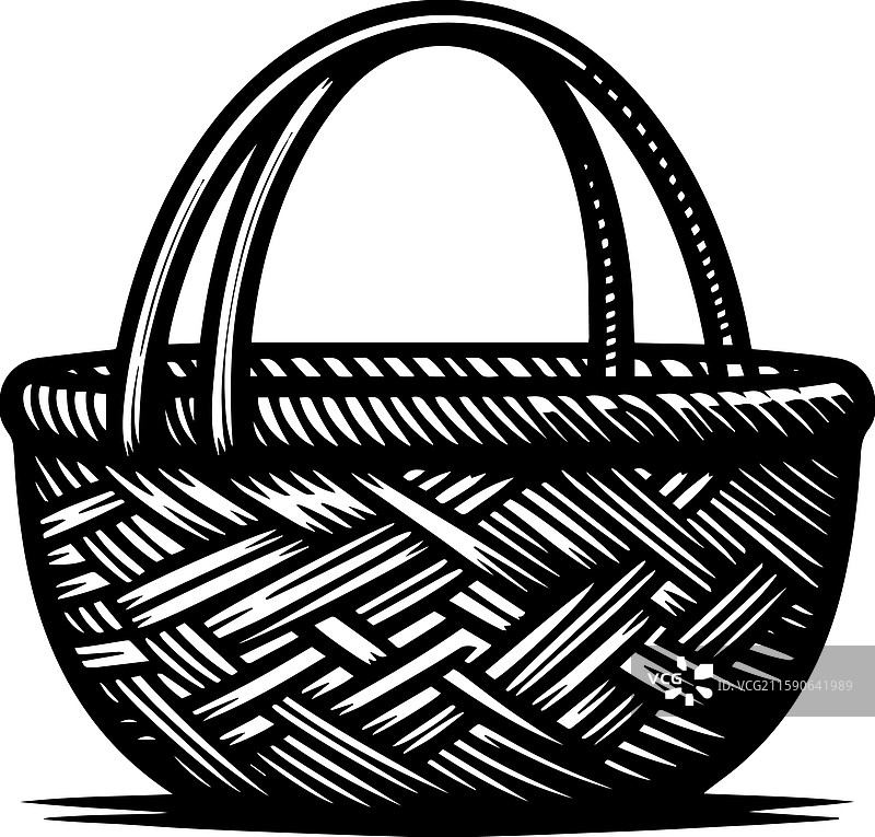 简单的手工编织篮子图标设计，复古风格图片素材