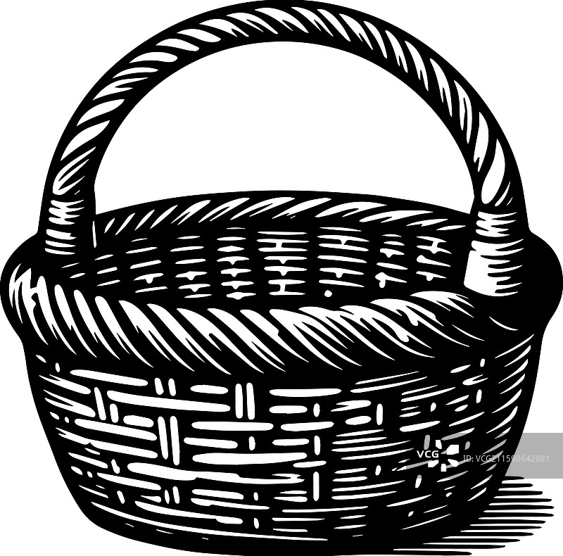 简单的手工编织篮子图标设计，复古风格图片素材