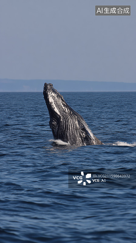 【AI数字艺术】鲸鱼跃出水面的瞬间图片素材