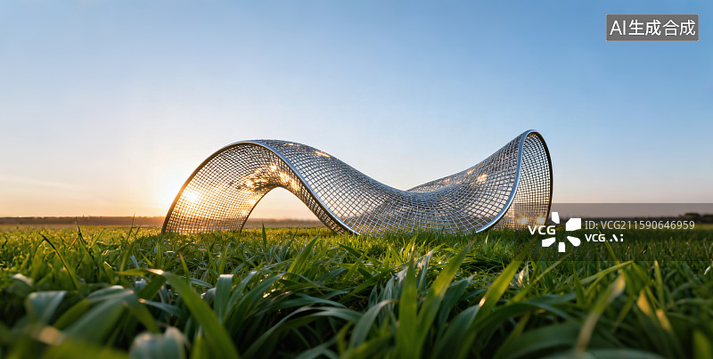 【AI数字艺术】草坪上的现代建筑，汽车广告背景图图片素材