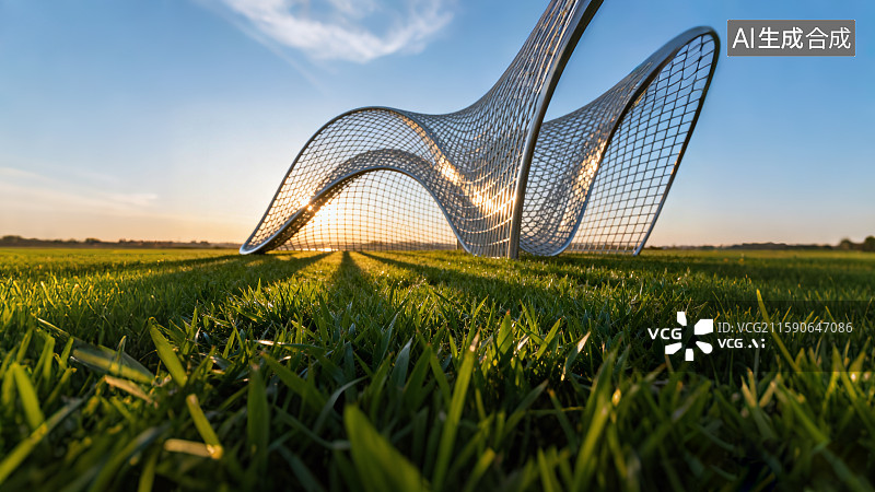 【AI数字艺术】草坪上的现代建筑，汽车广告背景图图片素材