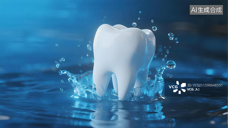 【AI数字艺术】水中洁白牙齿的特写图片素材