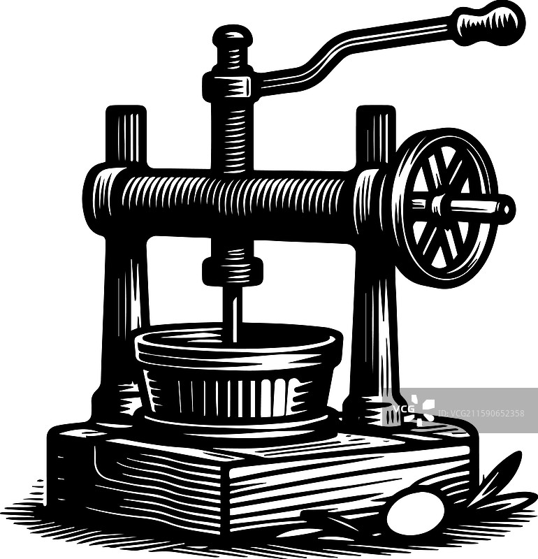 简单的橄榄压榨机图标设计，复古风格图片素材