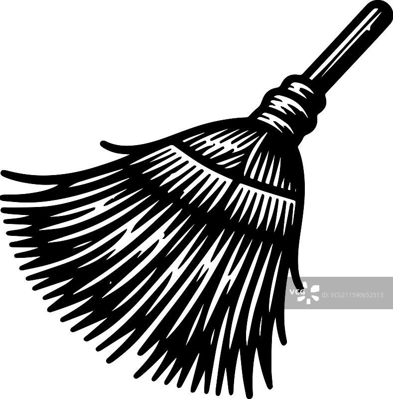 简单的稻草扫帚图标设计，复古风格图片素材