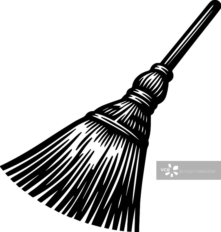 简单的稻草扫帚图标设计，复古风格图片素材