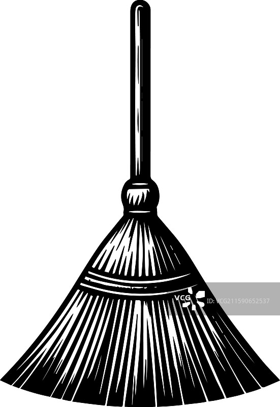 简单的稻草扫帚图标设计，复古风格图片素材