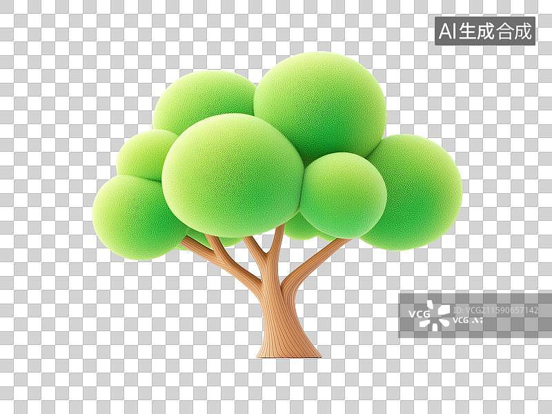 【AI数字艺术】3D卡通树木造型插画图片素材