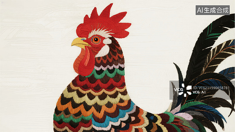 【AI数字艺术】彩色公鸡图案图片素材