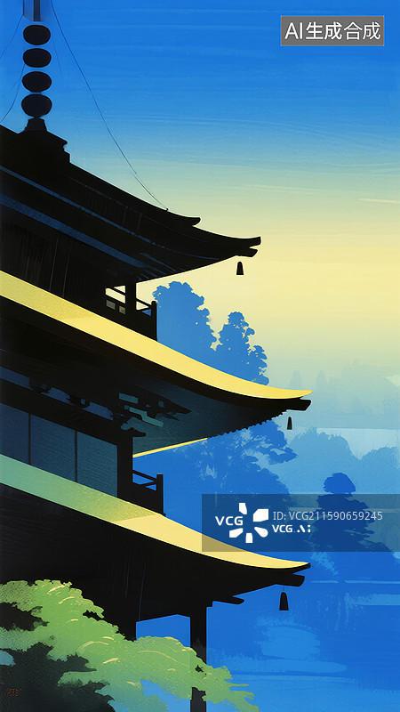 【AI数字艺术】日本传统塔楼图片素材