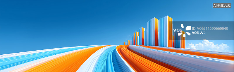 【AI数字艺术】多彩城市与光效景观图片素材