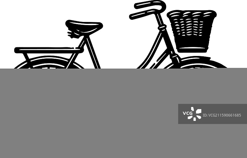 简单的古董自行车图标设计，复古风格图片素材