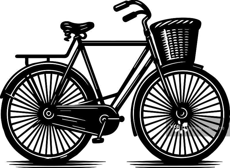 简单的古董自行车图标设计，复古风格图片素材