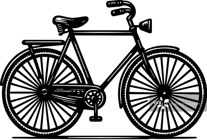 简单的古董自行车图标设计，复古风格图片素材