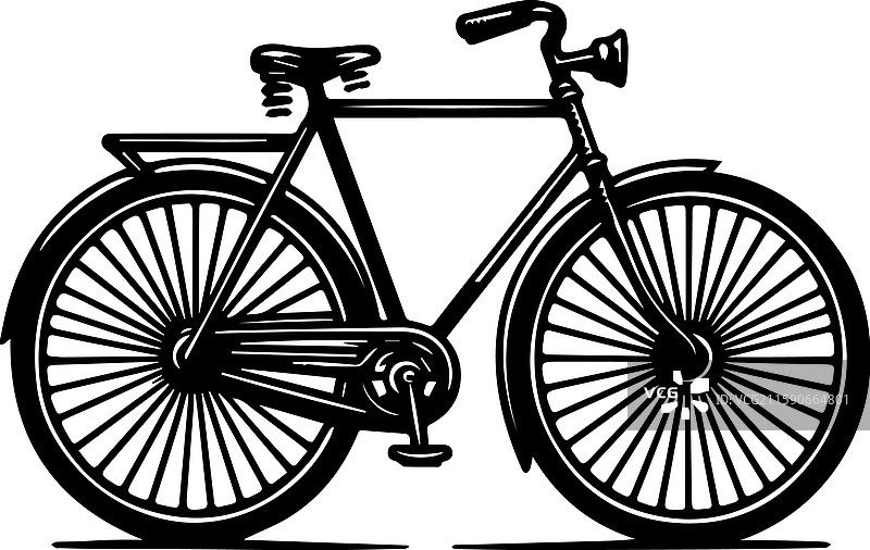 简单的古董自行车图标设计，复古风格图片素材
