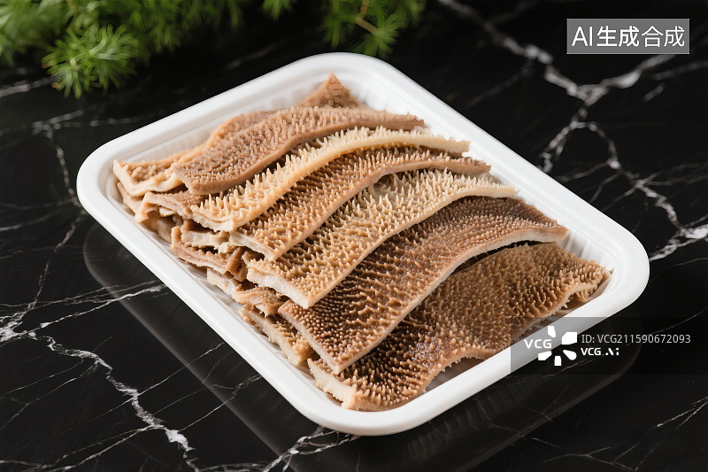 【AI数字艺术】美味的火锅食材，一盘毛肚图片素材