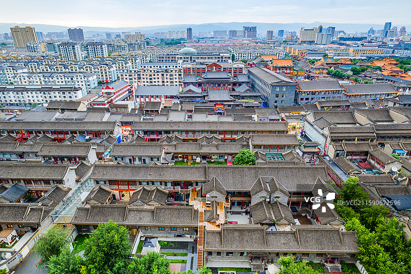 内蒙古呼和浩特塞上老街步行街高空航拍图片素材