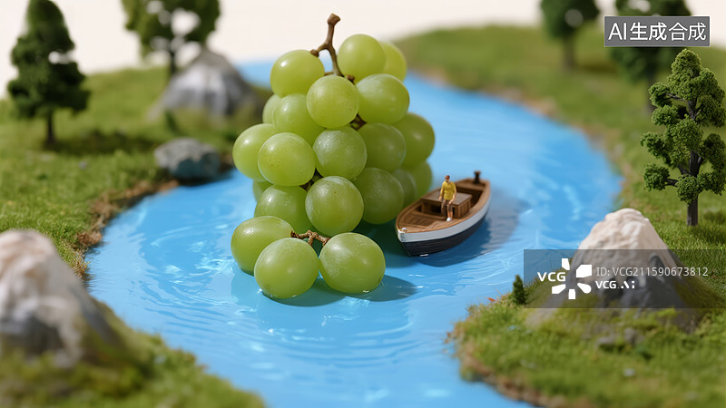 【AI数字艺术】葡萄山间小屋图片素材