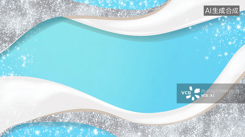 【AI数字艺术】抽象蓝白波浪闪光背景图片素材