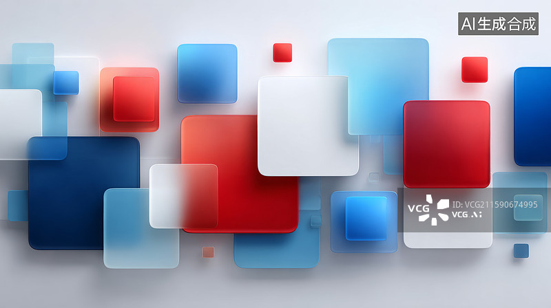 【AI数字艺术】色彩斑斓的抽象方块组合图片素材