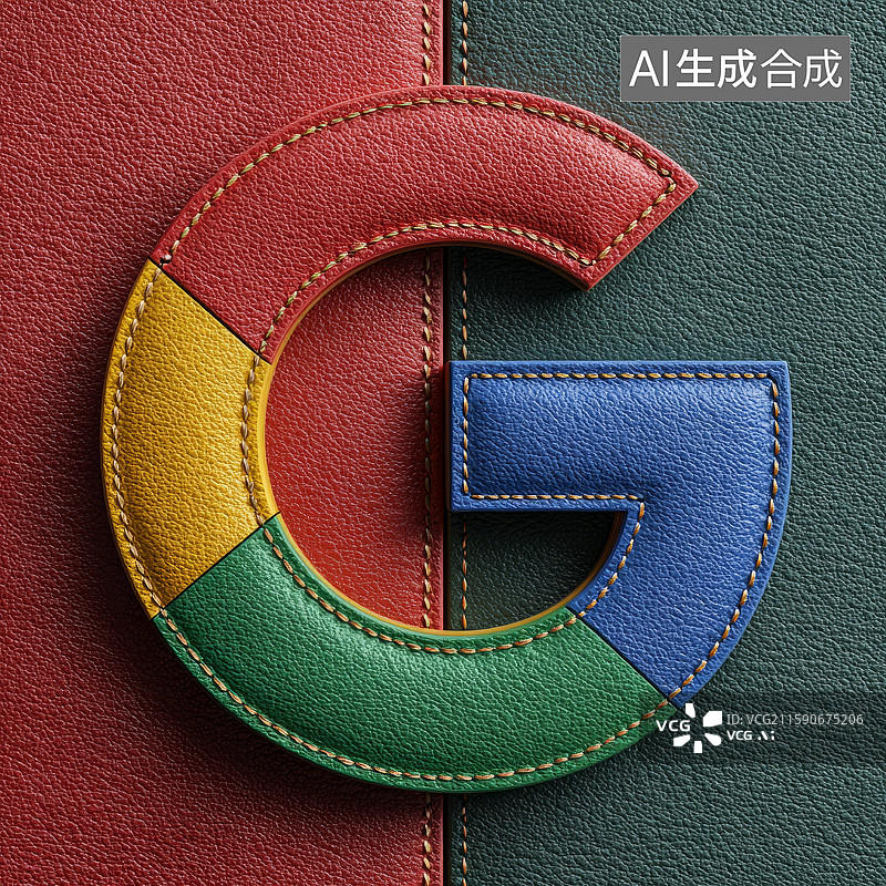 【AI数字艺术】多彩皮革质感谷歌字母G图片素材