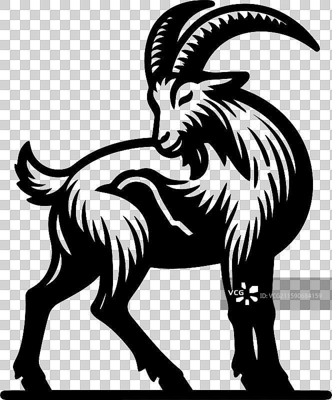 简单的拉曼查山羊图标设计，复古风格图片素材