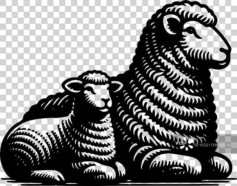 简单的萨福克羊躺下图标设计图片素材