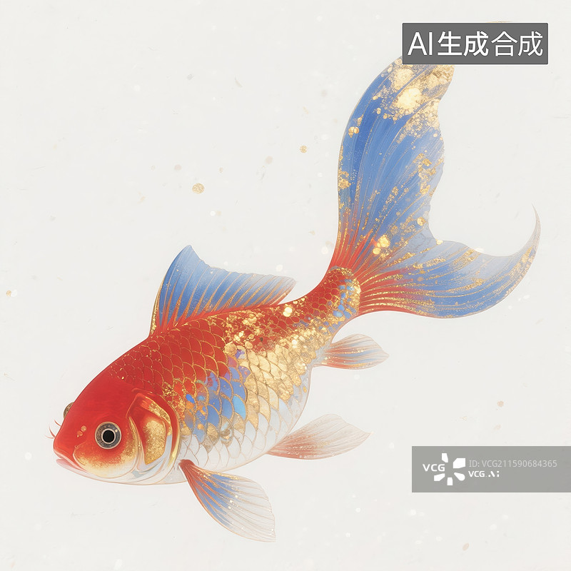 【AI数字艺术】炫彩金鱼艺术插画图片素材