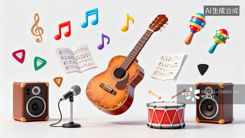 【AI数字艺术】音乐元素创意场景图片素材