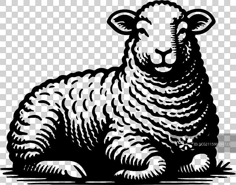 简单的萨福克羊躺下图标设计图片素材