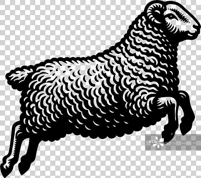 简单的萨福克羊跳跃图标设计，复古风格图片素材