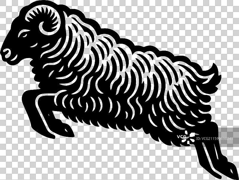 简单的萨福克羊跳跃图标设计，复古风格图片素材