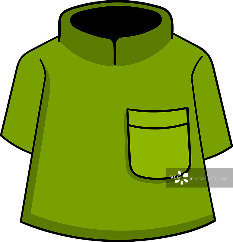 绿色短袖衬衫，带立领和图片素材