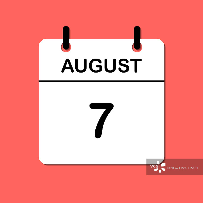 简单的设计用八月七日的日历图标图片素材