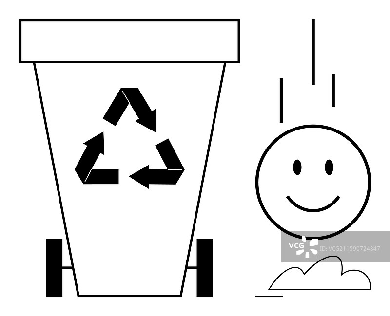 带有箭头和微笑脸的回收箱图片素材
