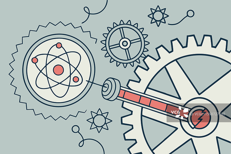 象征着齿轮和原子的概念图图片素材