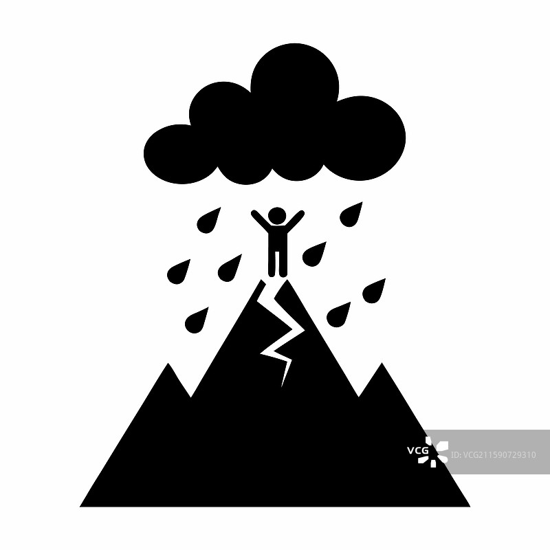 一个站在山顶的人物，乌云密布图片素材