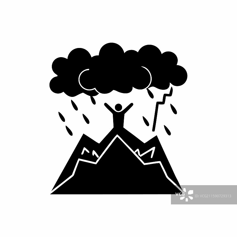 一个人在风暴中坚持的极简主义画面图片素材