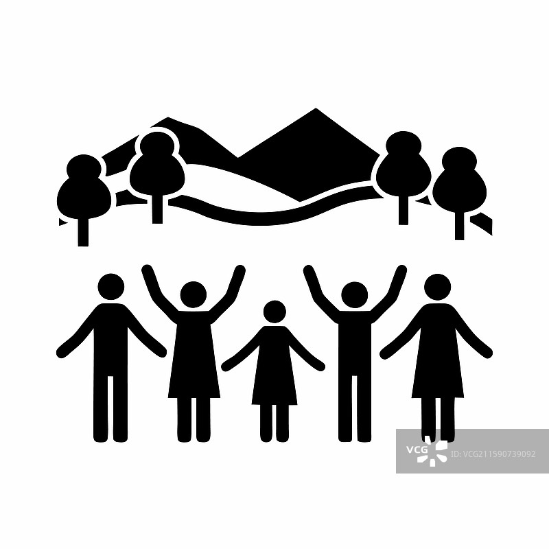 人们团结在一起的温馨户外场景图片素材