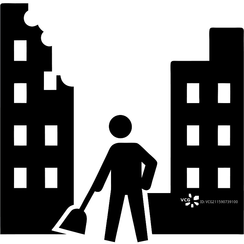 穿着坚固生存装备的清洁工正在携带图片素材