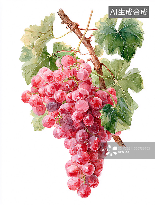 【AI数字艺术】水彩葡萄的甜蜜诱惑图片素材