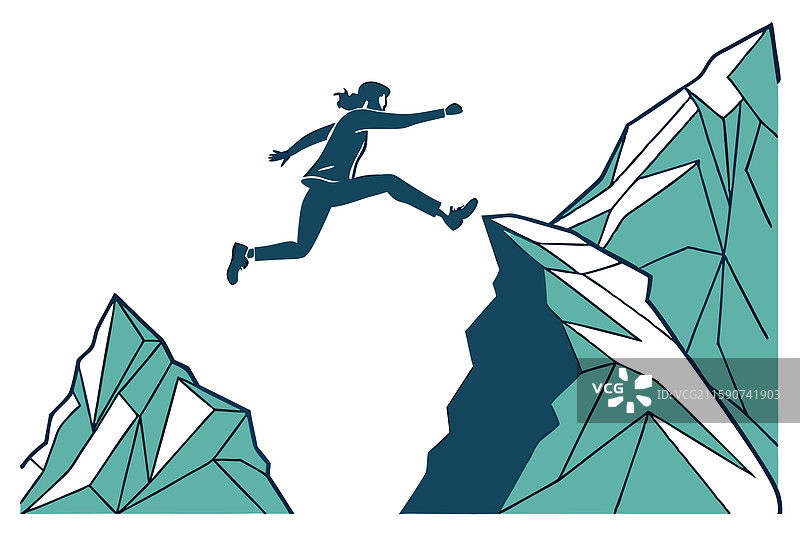 几何图形跳跃过两座山脉图片素材