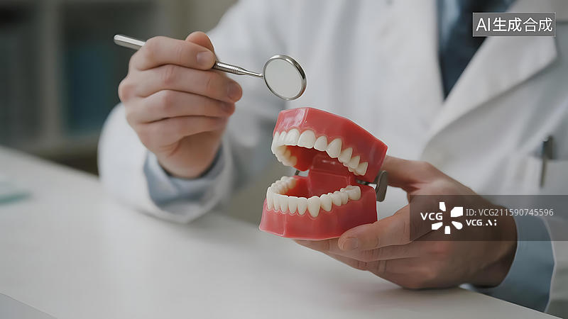 【AI数字艺术】牙医展示牙齿模型图片素材