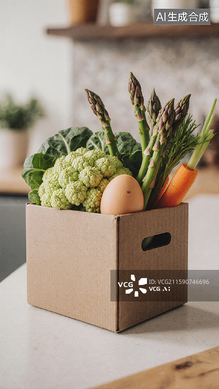 【AI数字艺术】新鲜蔬菜箱图片素材