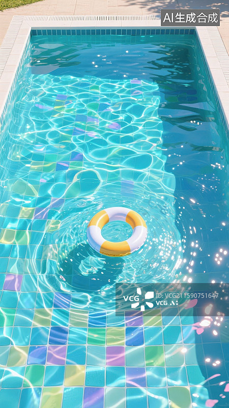 【AI数字艺术】泳池和救生圈图片素材