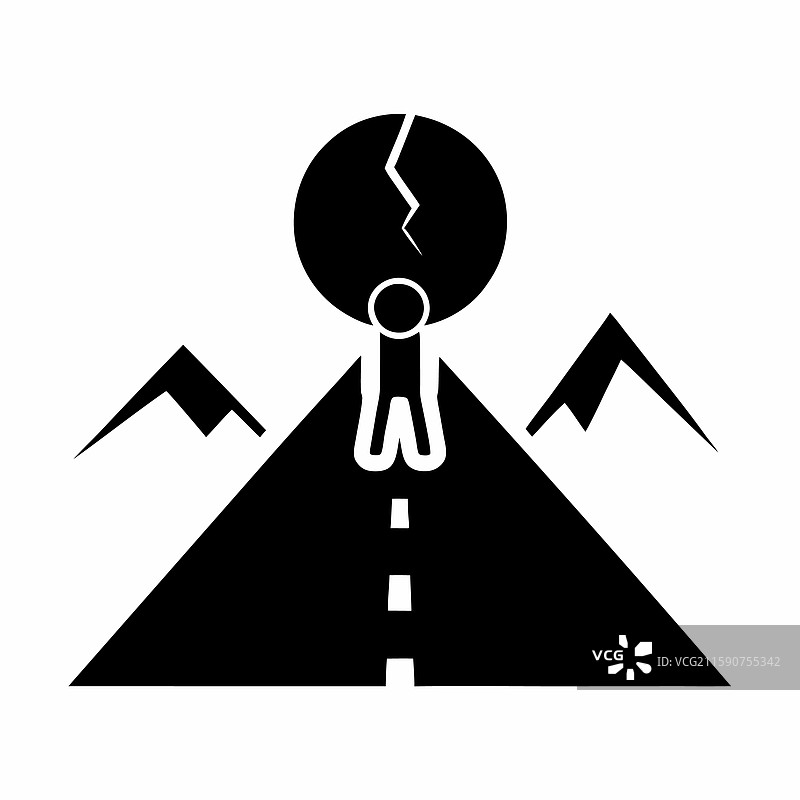 一个人正在努力搬动一个破裂的大球图片素材